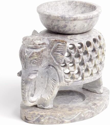 Elephant Oil Burner Wax Melter Elephant Design Essential Oil Burner Diffuser Made of Soapstone with Tea Light Holder Aromatherapy | Fragrance Oil Warmer Diffuser in Saudi Arabia
