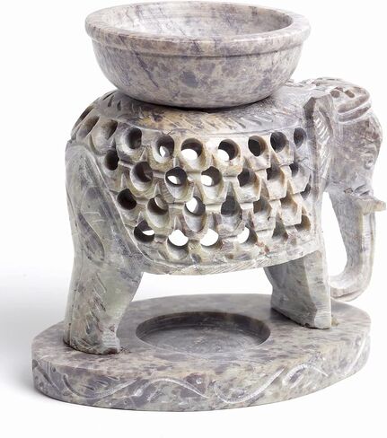 Elephant Oil Burner Wax Melter Elephant Design Essential Oil Burner Diffuser Made of Soapstone with Tea Light Holder Aromatherapy | Fragrance Oil Warmer Diffuser in Saudi Arabia
