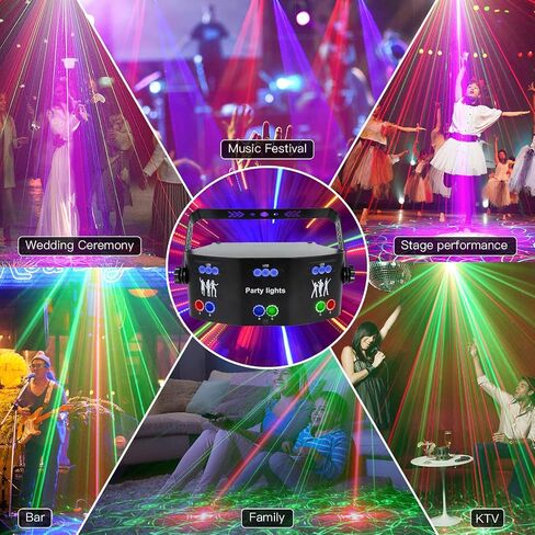 AMKI Party Lights,21 Lens DJ Light with Strobe Effect,Disco Light Indoor with RGB UV Laser light Support Sound Activated Remote DMX512 Control for Christmas Halloween Decorations Rave Parties Club Bar in Saudi Arabia