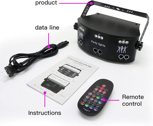 AMKI Party Lights,21 Lens DJ Light with Strobe Effect,Disco Light Indoor with RGB UV Laser light Support Sound Activated Remote DMX512 Control for Christmas Halloween Decorations Rave Parties Club Bar in Saudi Arabia