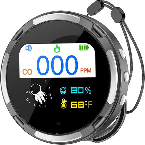 Portable Carbon Monoxide Detectors 7 Day Standby Time, CO Detector with Temperature Humidity Sensor Built-in, CO Alarm，Backlit LCD Screen, Audible & Visual Alarm for Home, Car, Camping (Grey) in Saudi Arabia