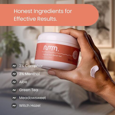 numm. Topical Pain Relief Gel, Warm Sizzle, 3% Camphor, 3% Menthol, Orange Citrus Mint Scent, 8oz Jar in Saudi Arabia