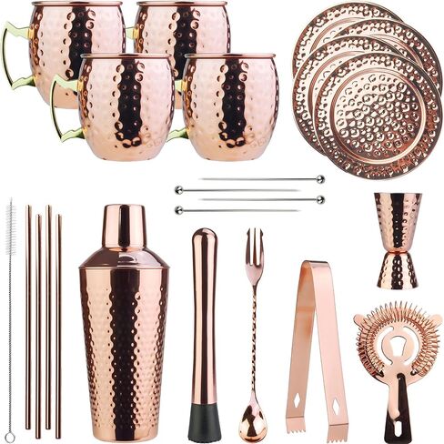Arora Barware Set - 6pc - Stainless Steel - Professional Bar Tools for Drink Mixing, Home, Bar, Party, Silver, 24oz (851111) in Saudi Arabia