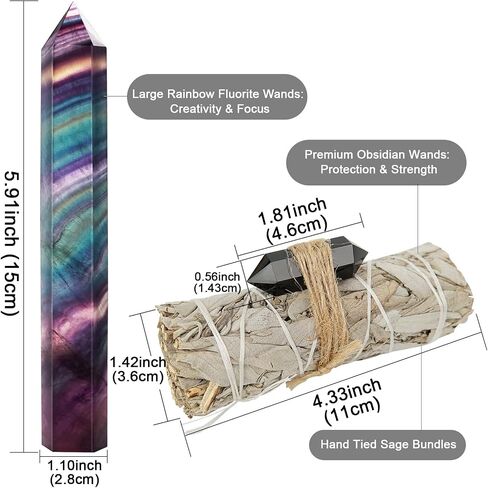 Crystals and Healing Stones with Oracle Cards, Chakra Stones White Sage Crystal Tower in Vintage Box Spiritual Gifts for Women Men in Saudi Arabia