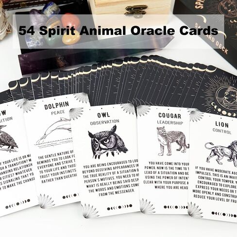 Crystals and Healing Stones with Oracle Cards, Chakra Stones White Sage Crystal Tower in Vintage Box Spiritual Gifts for Women Men in Saudi Arabia