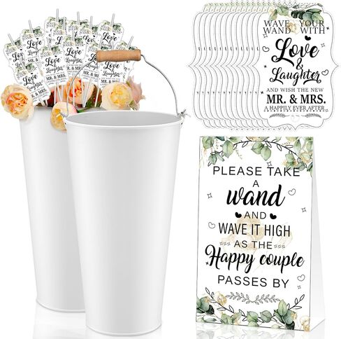 102 Pieces Wedding Sparkler Set, Includes 1 Galvanized Metal Bucket with Handle 1 Wedding Sparkler Card 100 Wedding Sparkler Tags for Wedding Anniversary Bridal Shower Sparkler Send Off in Saudi Arabia