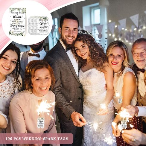 102 Pieces Wedding Sparkler Set, Includes 1 Galvanized Metal Bucket with Handle 1 Wedding Sparkler Card 100 Wedding Sparkler Tags for Wedding Anniversary Bridal Shower Sparkler Send Off in Saudi Arabia