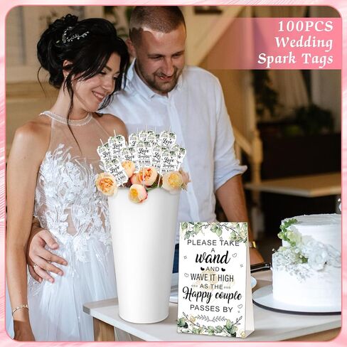 102 Pieces Wedding Sparkler Set, Includes 1 Galvanized Metal Bucket with Handle 1 Wedding Sparkler Card 100 Wedding Sparkler Tags for Wedding Anniversary Bridal Shower Sparkler Send Off in Saudi Arabia