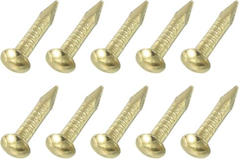 uxcell 200Pcs Small Hardware Nails, 1.5 x 10mm Brass Round Head Nail Common Finishing Nail for Household Woodworking Picture Hanging DIY Projects, Gold in Saudi Arabia