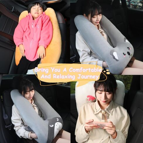 Kids Travel Pillow for Car Seat with Hand Muff, Cartoon Neck & Headrest Seat Belt Pillow for Car Road Trips Long-Distance Travel Sleeping Pillow for Adults and Children, Koala in Saudi Arabia
