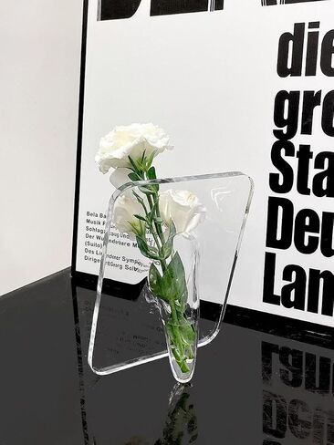 Acrylic Photo Frame Vase, 8x6 inch Unique Modern Photo Frame Vase,Flower Arrangement Holder Decorative for Home Room Office Book Shelf Wedding Table Decor (Clear) in Saudi Arabia