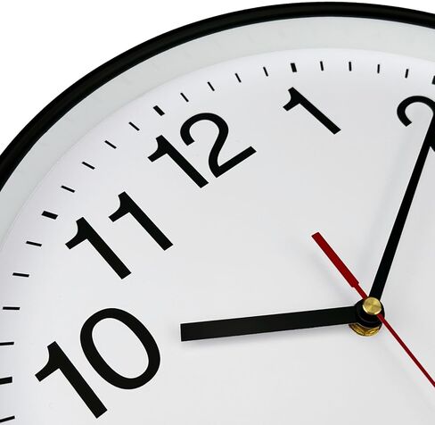 Plumeet Silent Wall Clock - 12" Non Ticking Quartz Black Wall Clocks - Simple Design Wall Clocks for Living Room Decor, Battery Operated, White in Kuwait