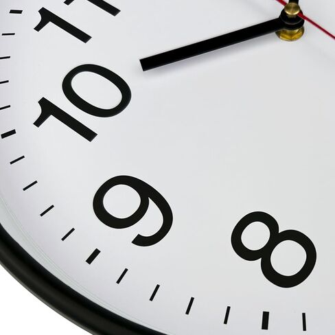 Plumeet Silent Wall Clock - 12" Non Ticking Quartz Black Wall Clocks - Simple Design Wall Clocks for Living Room Decor, Battery Operated, White in Kuwait