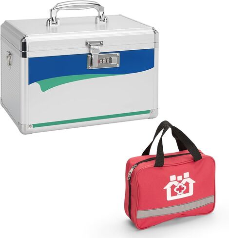 Medicine Lock Box, Medication Lock Box With Key, Locked Medicine Box, Medicine Safe Lock Box, Medicine Box With Lock 11.2 x 7.6 x 7.6 Inch 【Medium】+First Aid Bag in Saudi Arabia