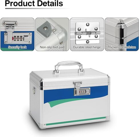 Medicine Lock Box, Medication Lock Box With Key, Locked Medicine Box, Medicine Safe Lock Box, Medicine Box With Lock 11.2 x 7.6 x 7.6 Inch 【Medium】+First Aid Bag in Saudi Arabia