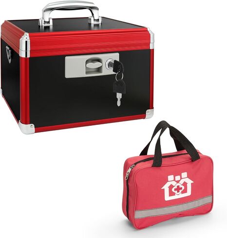 Medicine Lock Box, Medication Lock Box With Key, Locked Medicine Box, Medicine Safe Lock Box, Medicine Box With Lock 11.2 x 7.6 x 7.6 Inch 【Medium】+First Aid Bag in Saudi Arabia
