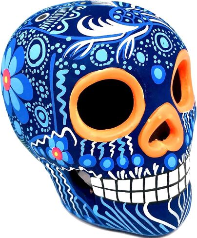 ARTESANO Collection Authentic Collectible Ceramic Hand-Painted Mexican Sugar Skull (Random Color) | ONE Medium (3.15" Tall) Calavera | Dia de Muertos | Day of The Dead | Cinco de Mayo [SH Md RC] in Saudi Arabia