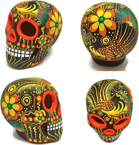 ARTESANO Collection Authentic Collectible Ceramic Hand-Painted Mexican Sugar Skull (Random Color) | ONE Medium (3.15" Tall) Calavera | Dia de Muertos | Day of The Dead | Cinco de Mayo [SH Md RC] in Saudi Arabia