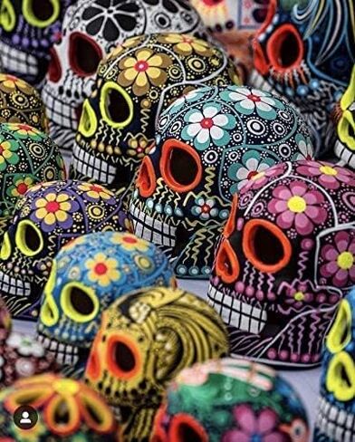 ARTESANO Collection Authentic Collectible Ceramic Hand-Painted Mexican Sugar Skull (Random Color) | ONE Medium (3.15" Tall) Calavera | Dia de Muertos | Day of The Dead | Cinco de Mayo [SH Md RC] in Saudi Arabia