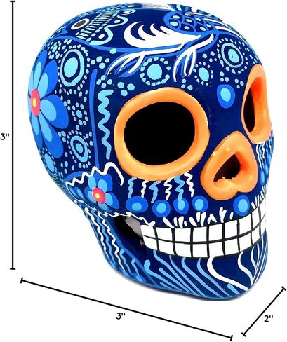 ARTESANO Collection Authentic Collectible Ceramic Hand-Painted Mexican Sugar Skull (Random Color) | ONE Medium (3.15" Tall) Calavera | Dia de Muertos | Day of The Dead | Cinco de Mayo [SH Md RC] in Saudi Arabia