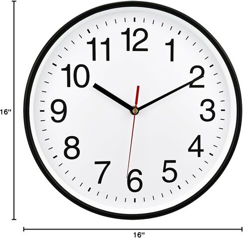 Plumeet Silent Wall Clock - 12" Non Ticking Quartz Black Wall Clocks - Simple Design Wall Clocks for Living Room Decor, Battery Operated, White in Kuwait