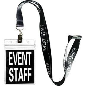 25Pcs Event Staff Lanyard, Yellow Breakaway Lanyard, with Plastic Card Holder and Pass Card, ID Badge Holder with Lanyard, Staff Lanyards for Events Activities (Yellow)