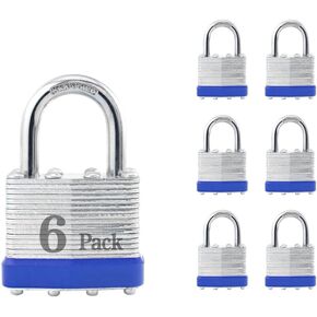 ZonRo Locks Laminated Steel Keyed Padlocks,Keyed Alike Locks, 1-9/16 inch Wide,Normal Shackle Padlocks, Pack of 48，Black Hoop, for Hasp Latch, Sheds, Fences, Storage Locker, School, Gym…
