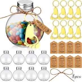 32 Pcs Party Shower Favors, Including Shower Plastic Jar Bottle Cute Bottle Opener Decoration with Thank You Label, Party Shower Return Favor, Themed Party Favors(Bear)