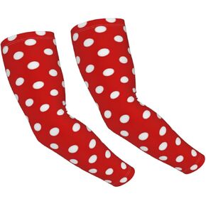 ASYG Red Polka Dots Sun Protection Arm Sleeves Cooling Polka Dots Arm Sleeve Sports Arm Sleeves for Men & Women