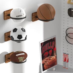 Basketball Holder Wall Mount, Basketball&Football Holders for Display, Garage Ball Holder for Basketball, Football, Soccer, Volleyball (4 Pack)
