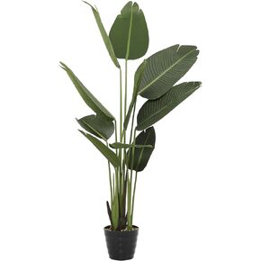 Deco 79 Faux Foliage Bird of Paradise Artificial Plant with Black Plastic Pot, 30" x 30" x 57", Green