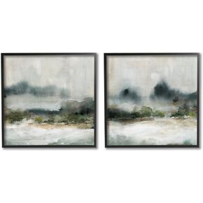 Stupell Industries Somber Abstract Landscape Mountain Scenery Watercolor Details 2pc set Framed Wall Art, Design by Carol Robinson
