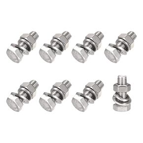 METALLIXITY Hex Head Screws Bolts, Nuts, Flat & Lock Washers Kits (M10x40mm) 8Sets, 304 Stainless Steel Assortment Kit - for Home Appliance