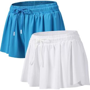 2 Pack Flowy Athletic Shorts for Women Gym Yoga Workout Running Sweat Butterfly Lounge Skirt Skort