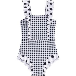 LIZENS Girls One Piece Swimsuit Ruffles Bathing Suit for Kids 2-12T