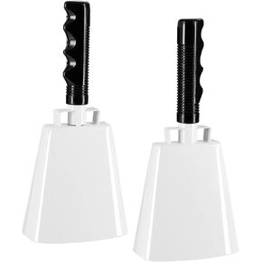 2 Pack 9.5-inch Cowbells for Sporting Events, Percussion Noise Makers with Handle for Football Games, Stadiums (Blue)
