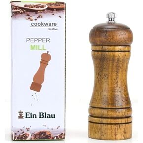Wooden Pepper Mill or Salt Mill - Ceramic Blades and Adjustable Coarseness, Best Refillable Multi-Purpose Grinder for Salt, Pepper, Spice, Herb, Sesame Seed, and Chili Pepper, (8.6 inch tall)