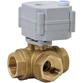 3 Way 1/2" 12V/24VAC/DC 9-24VAC/DC T Port Auto Return Brass Electrical On/Off Motorized Ball Valve