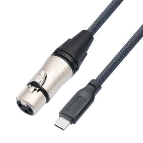 HUALUE 3.3Feet Stereo Dual XLR Female to USB C,Smartphone USB C Microphone Cable，Dual Channel Stereo Input USB C to XLR Female for iPhone 15 ipad Dynamic Microphone Laptop
