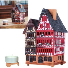 Ceramic Houses Collection - Collectible Handmade Miniature of House in Eastside of Romer in Frankfurt, Germany - Tea Light Candle Holder S16-3