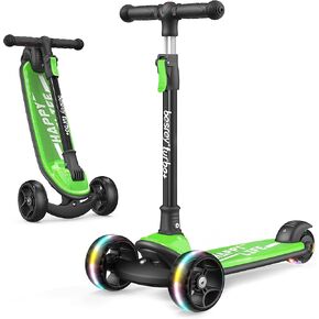 besrey Kids Scooter, Kick Scooters for Kids Age 3-8, 3 Wheel Scooter for Kids with LED Light Wheels, Toddler Scooter Foldable Extra Wide Deck Outdoor Activities for Boys/Girls