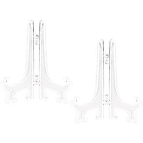 2pcs Clear Acrylic Easels Plastic Plate Stands Holders Small Fold Display Stand Picture Frame Photo Artwork Home Decoration - 7 Inch