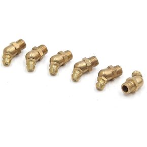 uxcell 6 Pcs Brass M8 x 1mm Thread 45 Degree Angle Grease Zerk Nipple Fitting for Car