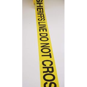 HAZARD IDENTIFICATION BARRICADE TAPES BLAC/YELLOW 3" X 1000'. SHERIFF'S LINE DO NOT CROSS PACK OF 1 ROLL