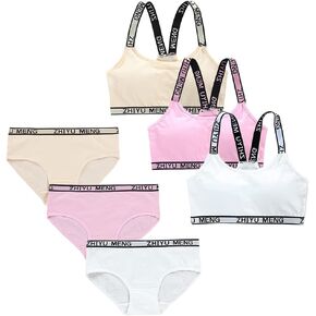 Eforcase Girls’ Training Bra Set - 6PCS Girls Cotton Training Bralettes Cami Bras and Underwear Panties