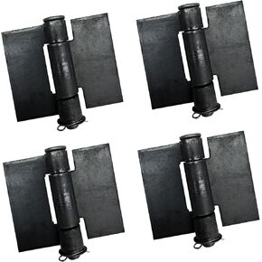 4 Pack Matte Black Door Hinges, Weldable Barn Door Hardware Kit, 3-3/4" x 3-1/7" x 1/6" Interior Heavy Duty Hinges for Metal gate, Removable Pin, Corrosion and Rust Resistant, Long Lasting