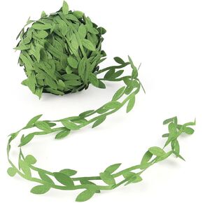 Artificial Vines Leaf Ribbon Green Leaves Trim Rope Jungle Botanical Greenery String Trim Ribbon for Wedding Home Decorations and Party Garland DIY Crafts (255 Ft / 77M)
