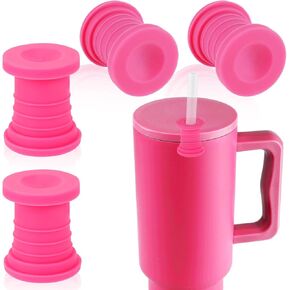 4pcs Replacement Stopper Compatible with Simple Modern Kids 40 oz 30 oz Tumblers with Handle, Silicone Water Bottle Top Accessories Cup Lid Seal Gaskets Travel Mug Replacement Parts (Pink)