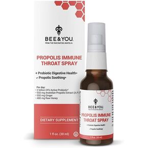 BEE&YOU Propolis and Probiotic Throat Spray with Ginger, Immune Support, Digestive Health, Antioxidants, Keto, Paleo, Gluten-Free, 1 Fl oz