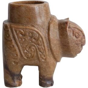 Creative Co-Op Global Carved Soapstone Animal Tealight Candle Holder, Brown